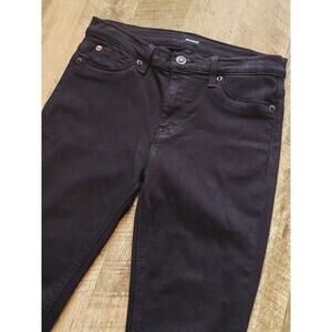 Hudson Jeans Nico Mid Rise Super Skinny Dark Black Denim Jeans Womens 29 RT $195